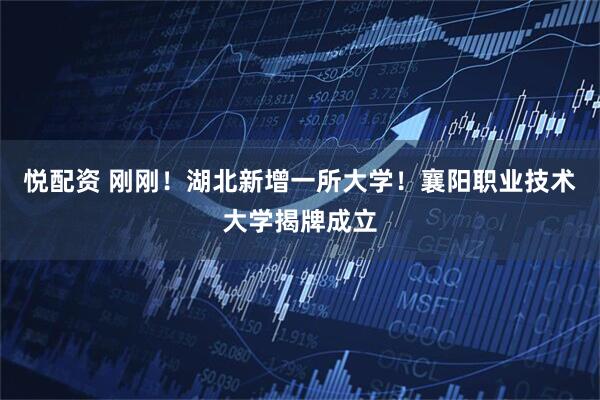 悦配资 刚刚！湖北新增一所大学！襄阳职业技术大学揭牌成立